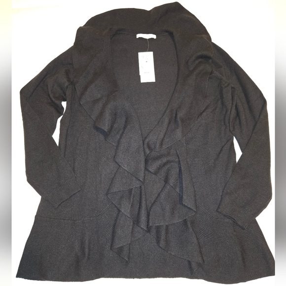 Cleo Black Ruffle Cardigan Size Medium - Picture 1 of 8